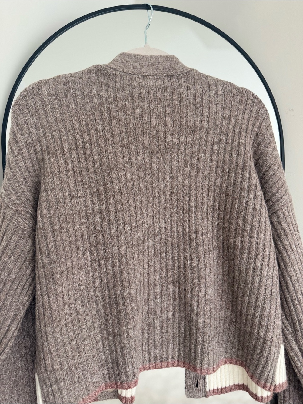 Rachel Zoe Taupe, Cream &‎ Beige Argyle Knit Cardigan - Picture 9 of 10